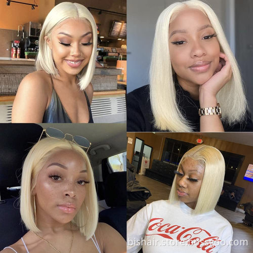 Black HD Women's 13x4x1 Blond Lace Front Straight Hair Wig 10-16 Inch Hair Blond Bob 613 Suitable for Women 150% Density